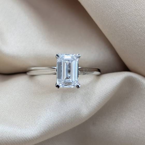 1.52ct VVS1/E Emerald Cut Lab Grown Diamond Solitaire Ring