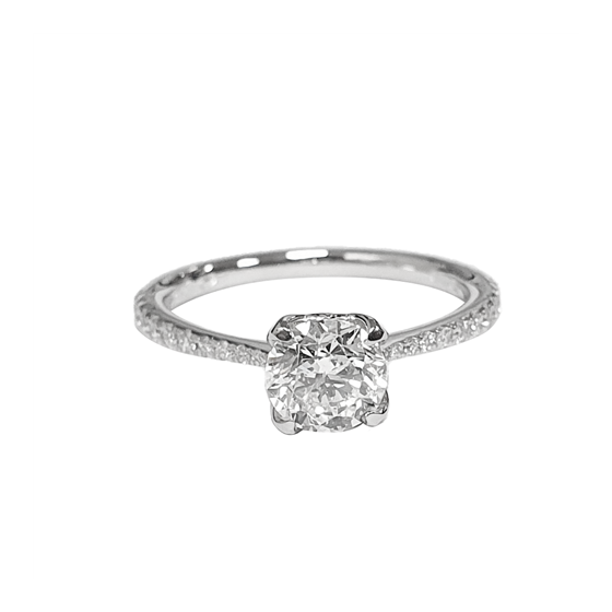 1.01ct SI2/G Round Cut Natural Diamond Shoulder Set Ring