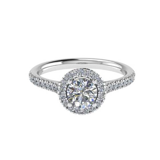 1.33ct VVS2/D Lab Grown Round Diamond Halo Ring in Platinum