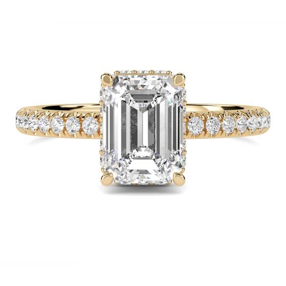 1.40ct VVS1/D Emerald Cut Lab Grown Diamond Hidden Halo Shoulder Set Ring