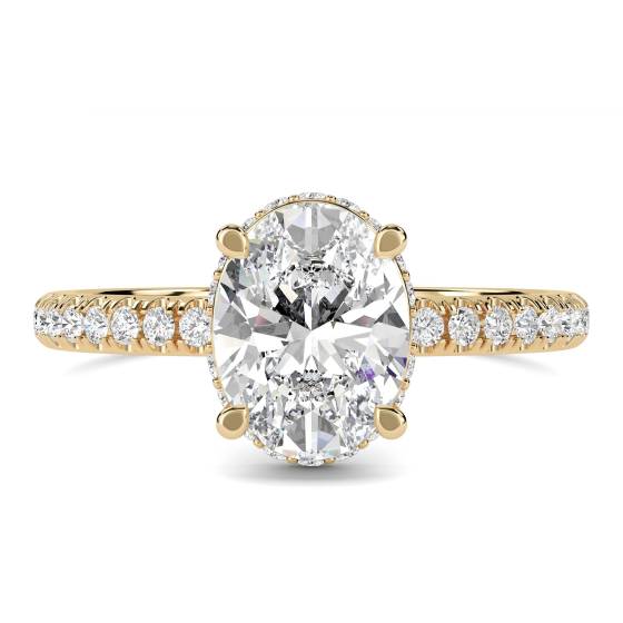 2.82ct VS1/E Oval Cut Lab Grown Diamond Hidden Halo Shoulder Set Ring