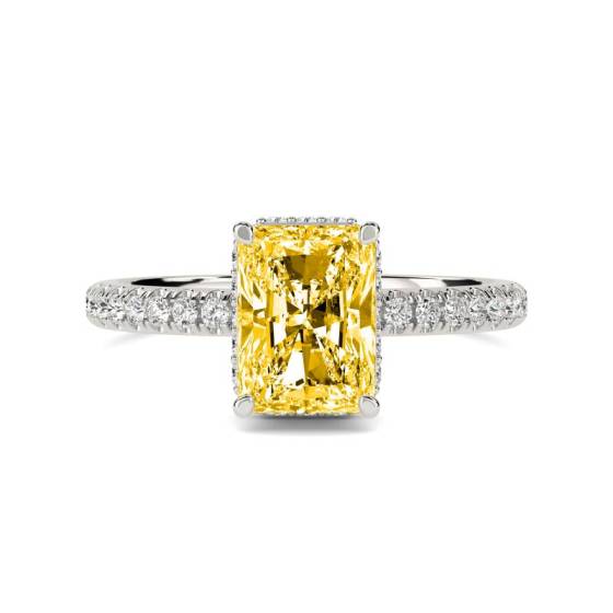 1.20ct VS/E-F Radiant Cut Natural Diamond Halo Shoulder Set Ring