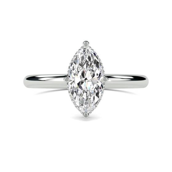 1.60ct VS1/D Marquise Cut Natural Diamond Solitaire Ring