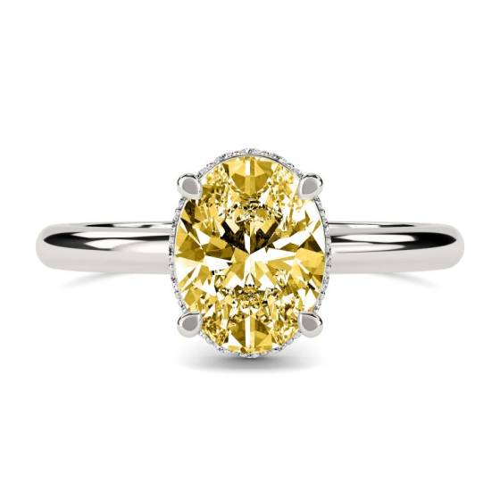 0.85ct VS1/FY Oval Cut Yellow Diamond Hidden Halo Ring