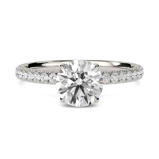 1.33ct VVS1/E Round Cut Lab Grown Diamond Hidden Halo Shoulder Set Ring