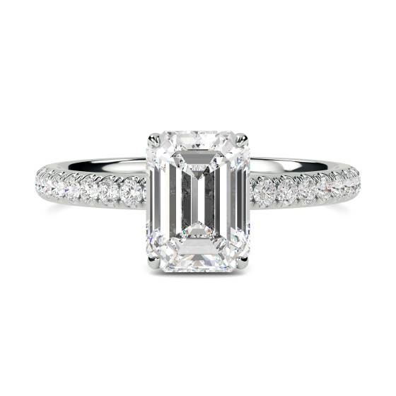 1.55ct VVS1/E Lab Grown Emerald Diamond Hidden Halo Shoulder Set Ring in Platinum