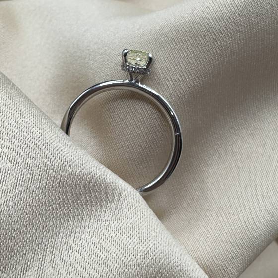 0.90ct SI1/F-G Cushion Cut Natural Diamond Hidden Halo Ring