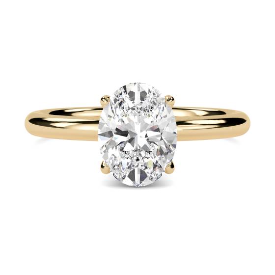 7.14ct VS2/F Lab Grown Oval Diamond Hidden Halo Ring in 18k Yellow Gold
