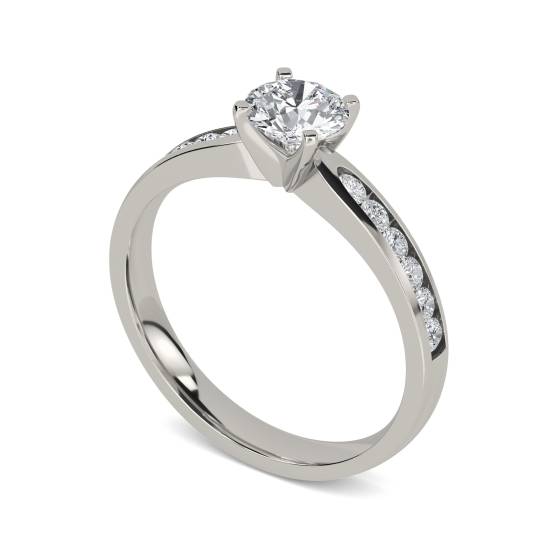 1.25ct SI2/E Natural Round Diamond Shoulder Set Ring in Platinum