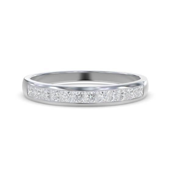 0.35ct VS/E-F Princess Cut Natural Diamond Half Eternity Ring