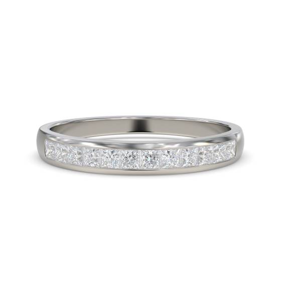 0.33ct VS/E-F Natural Princess Diamond Channel Set Half Eternity Ring in Platinum