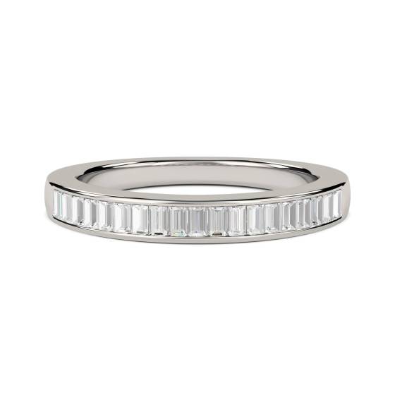 0.55ct VS/E-F Baguette Cut Natural Diamond Channel Set Half Eternity Ring