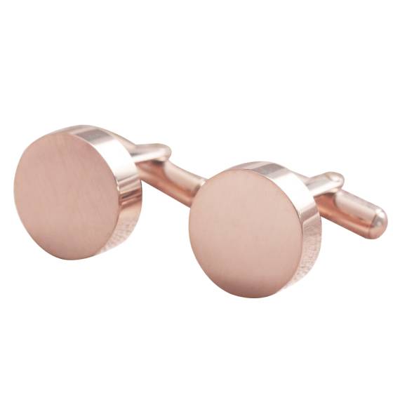 Brushed Finish Round Cufflinks in Gold