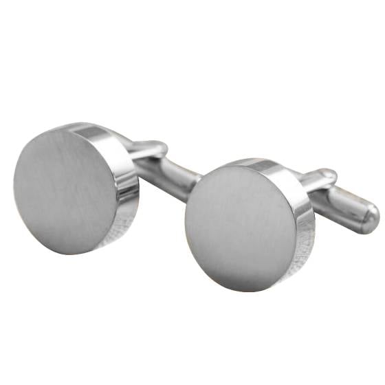 Brushed Finish Round Cufflinks in Gold