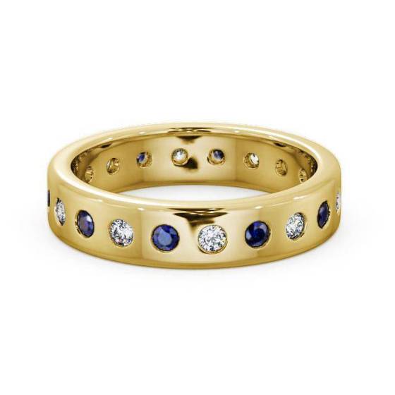 1.00ct Mens Blue Sapphire and Diamond Bezel Set Ring