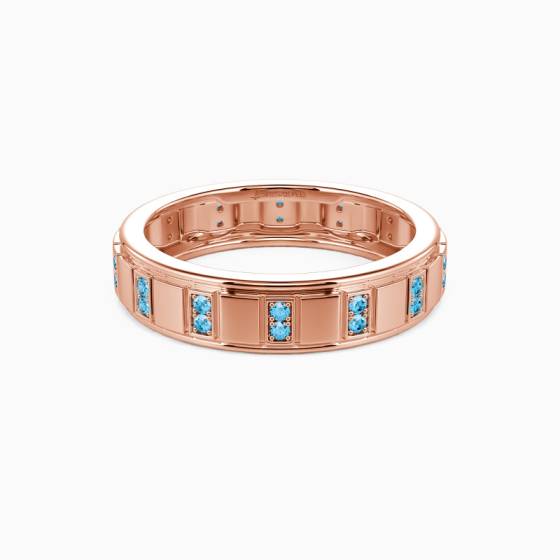 5mm 0.15ct Mens Round Aquamarine Bezel Set Ring