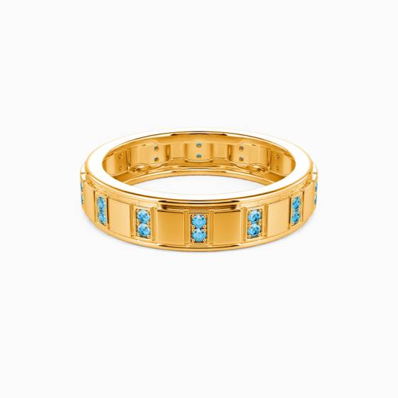 5mm 0.15ct Mens Round Aquamarine Bezel Set Ring