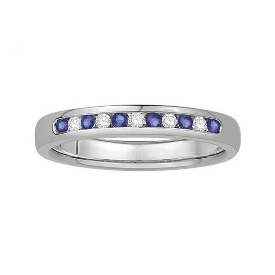 0.15ct VS/E-F Round Cut Blue Sapphire and Diamond Eternity Ring