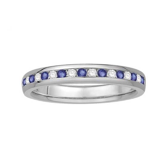 0.25ct VS/E-F Round Cut Blue Sapphire and Diamond Eternity Ring