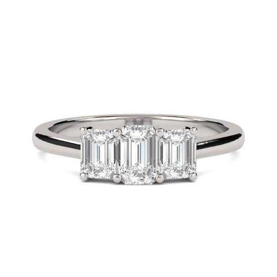 0.75ct IF/D Emerald Cut Natural Diamond Trilogy Ring