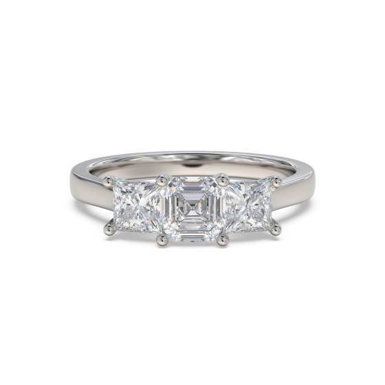 Traditional Asscher Diamond Trilogy Ring