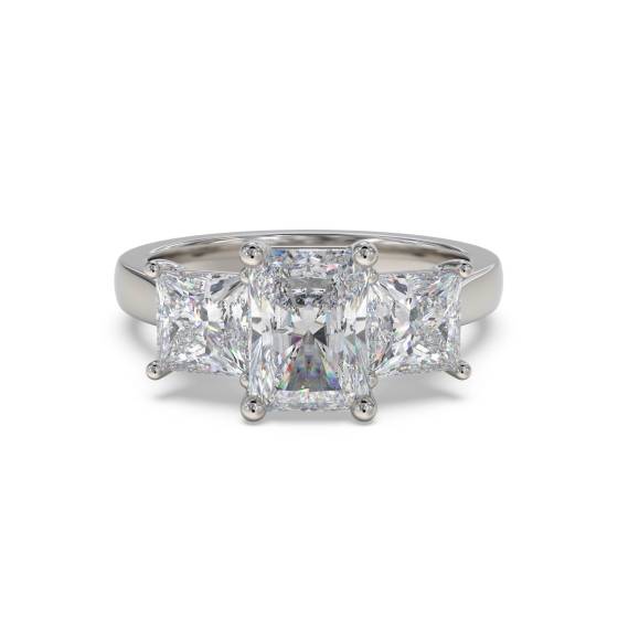 Simple Radiant and Princess Diamond Trilogy Ring