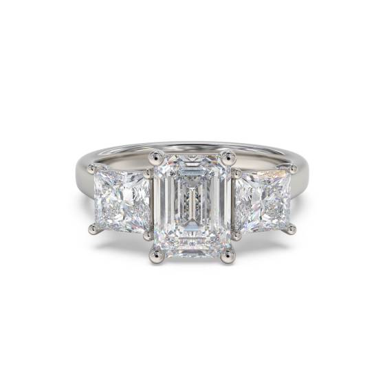 Emerald and Princess Diamond Trilogy Ring