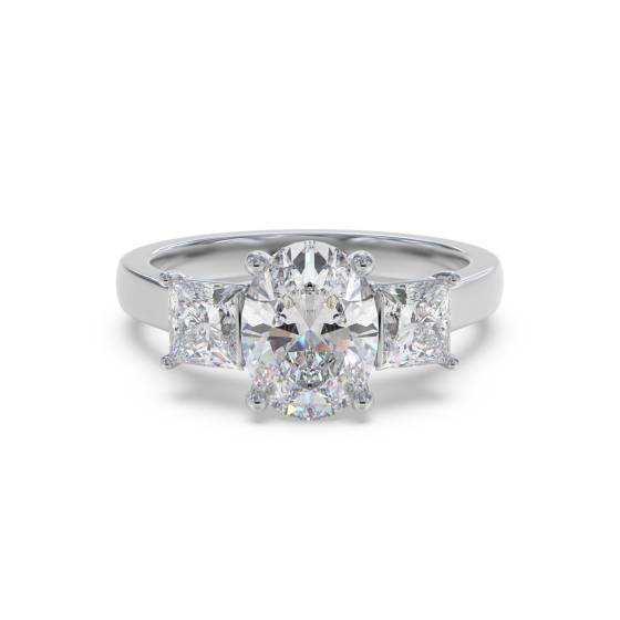 Traditional Oval and Princess Diamond Trilogy Ring