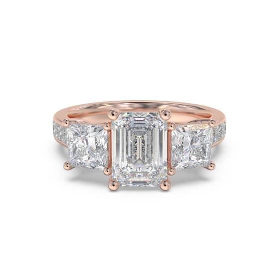 3 Stone Diamond Ring With Shoulder Diamonds