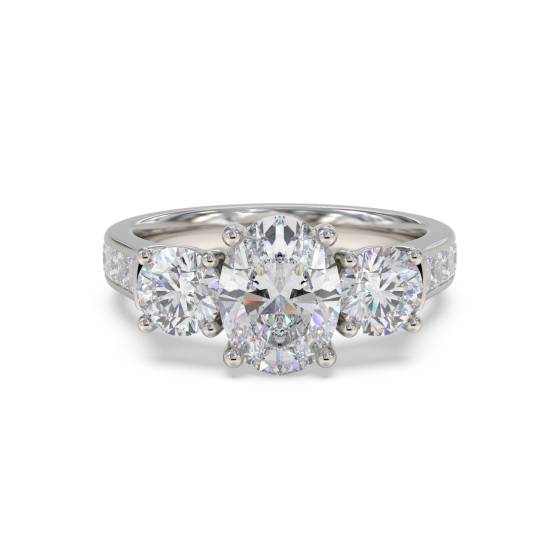 3 Stone Diamond Ring With Shoulder Diamonds