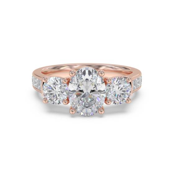 3 Stone Diamond Ring With Shoulder Diamonds