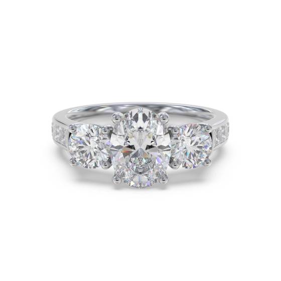 3 Stone Diamond Ring With Shoulder Diamonds