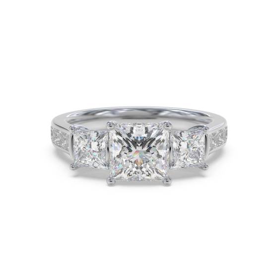Princess Diamond Sholder Set Ring