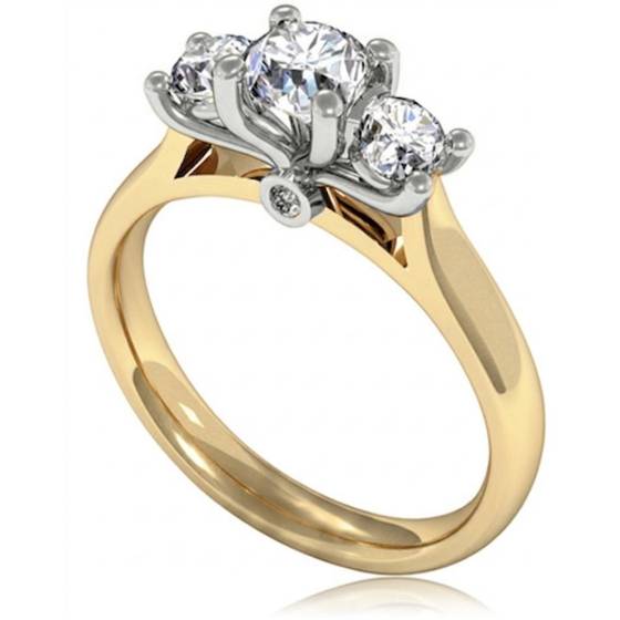 3.91ct VVS2/F Round Cut Lab Grown Diamond Trilogy Ring