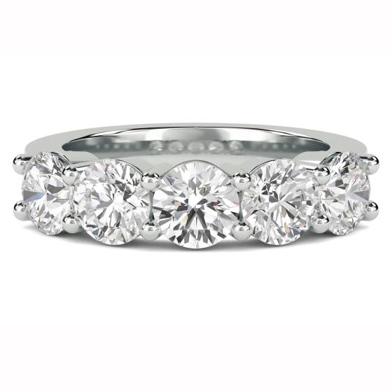 3.00ct VS1/D Round Cut Natural Diamond 5 Stone Ring