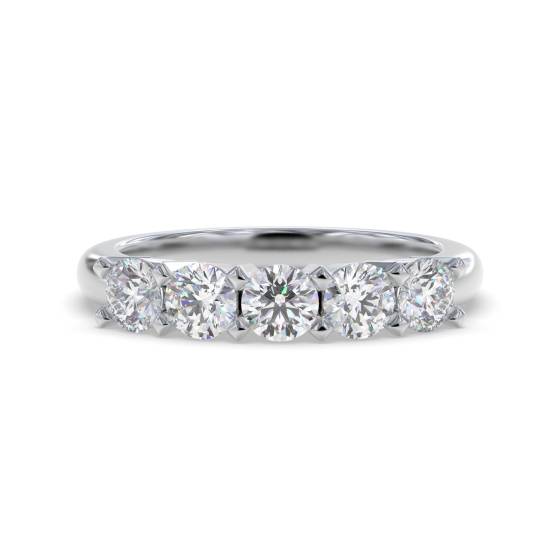 SDMT05100 5 Stone Round Diamond Half Eternity Ring