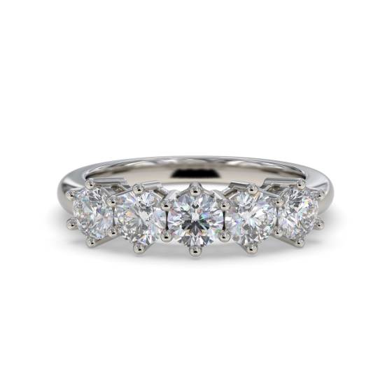 SDMT05103 5 Stone Round Diamond Half Eternity Ring
