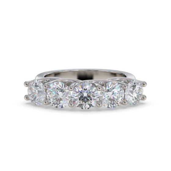 0.50ct VVS2/D Round Cut Natural Diamond 5 Stone Ring
