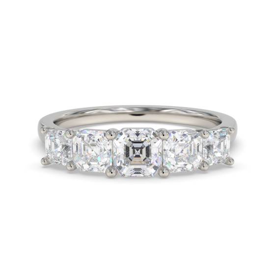 5 Stone Asscher Diamond Half Eternity Ring