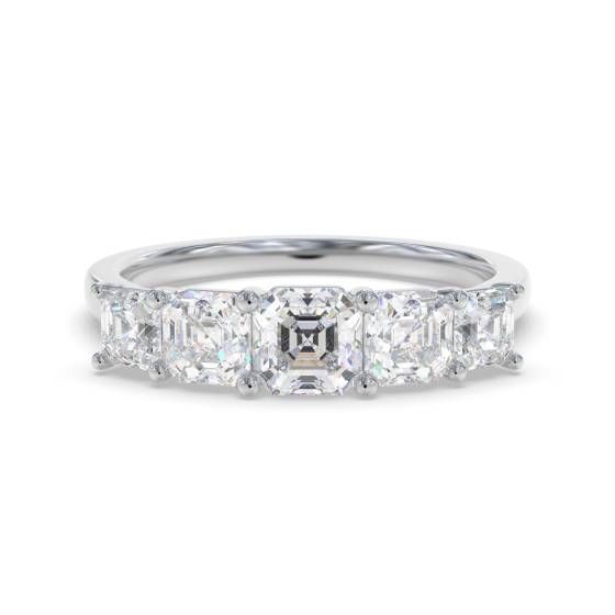 5 Stone Asscher Diamond Half Eternity Ring