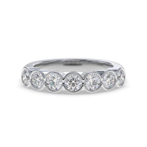 SDMT07072 7 Stone Round Diamond Bezel Set Half Eternity Ring