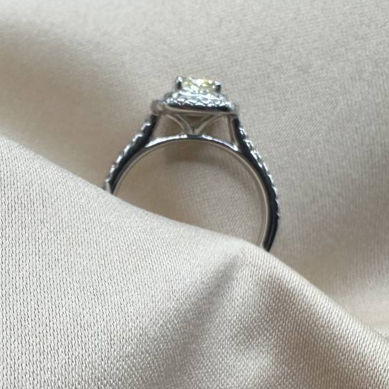 1.20ct SI1/FY Cushion Cut Natural Diamond Shoulder Set Ring