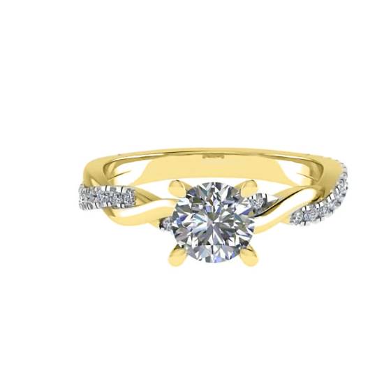 1.12ct VVS2/D Lab Grown Round Diamond Twist Shoulder Set Ring in 18k Yellow Gold
