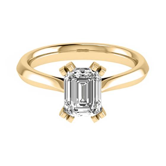 2.02ct VVS2/D Lab Grown Emerald Diamond Solitaire Ring in 18k Yellow Gold