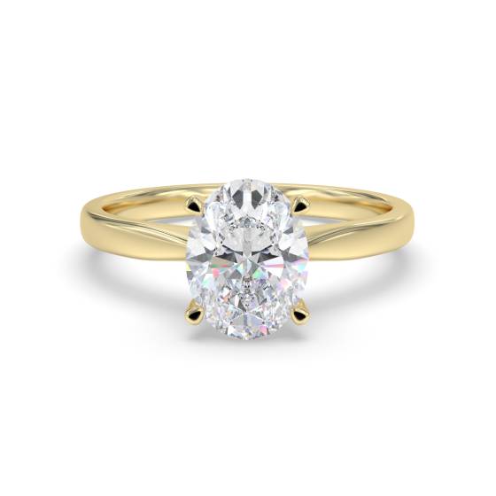 3.00ct VS1/E Lab Grown Oval Diamond Solitaire Ring in 9k Yellow Gold