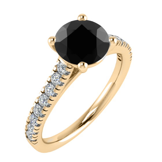 Black Diamond Shoulder Set Ring