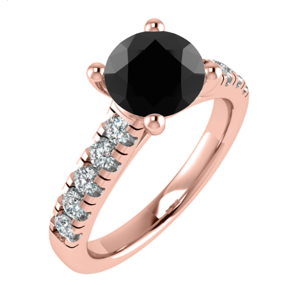 Black Diamond Shoulder Set Ring