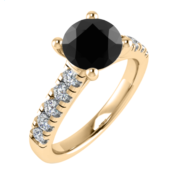 Black Diamond Shoulder Set Ring