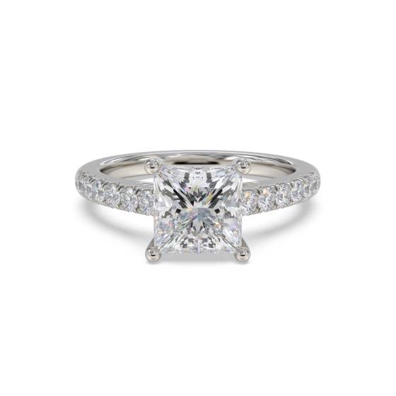 Princess Diamond Shoulder Set Ring