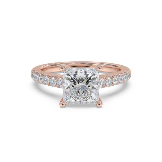 Princess Diamond Shoulder Set Ring